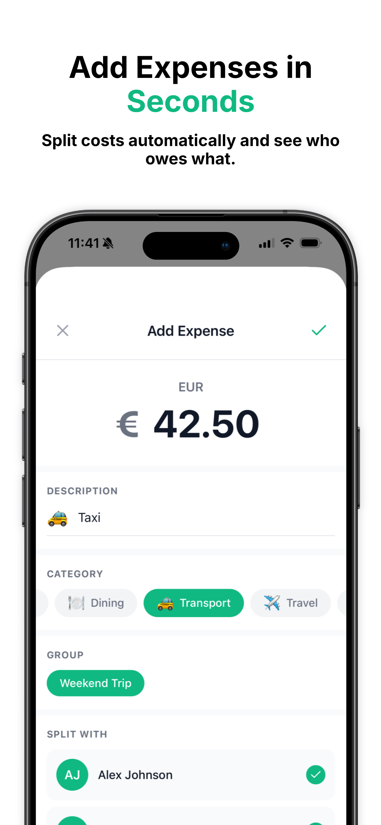 Add expenses easily in ShareFair
