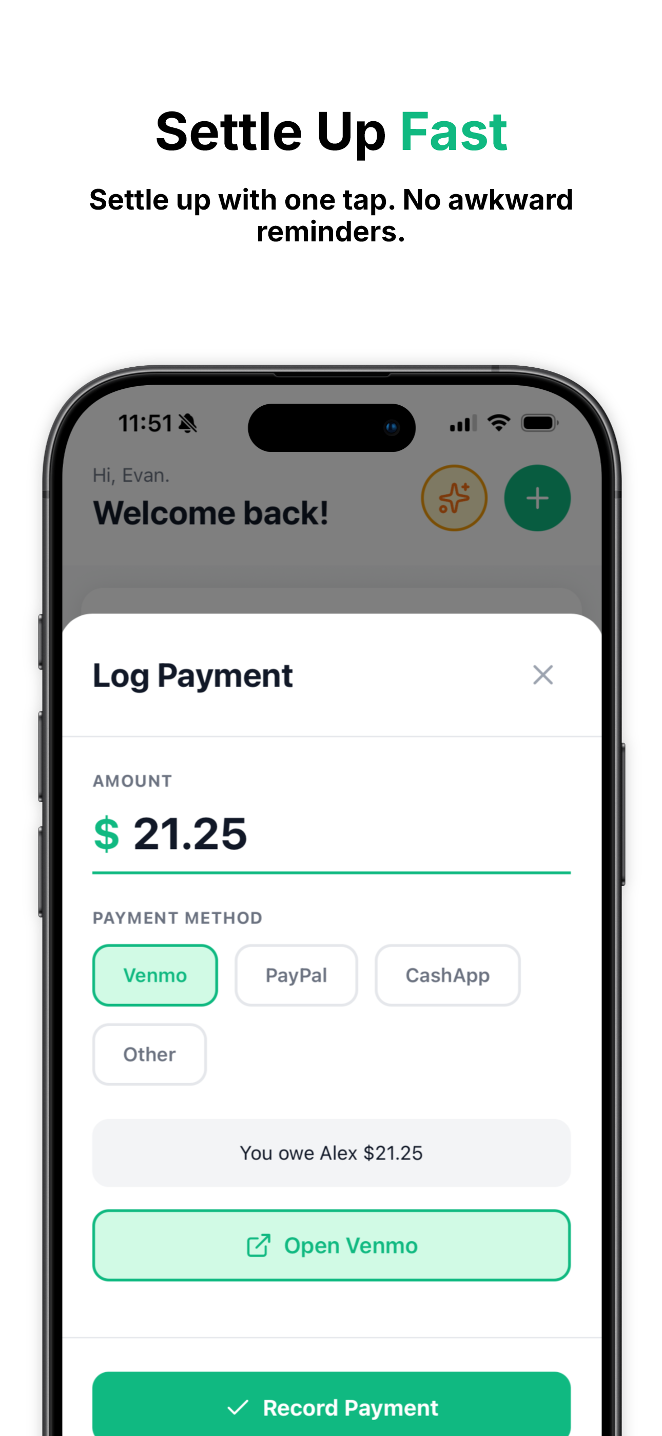 Settle up with friends